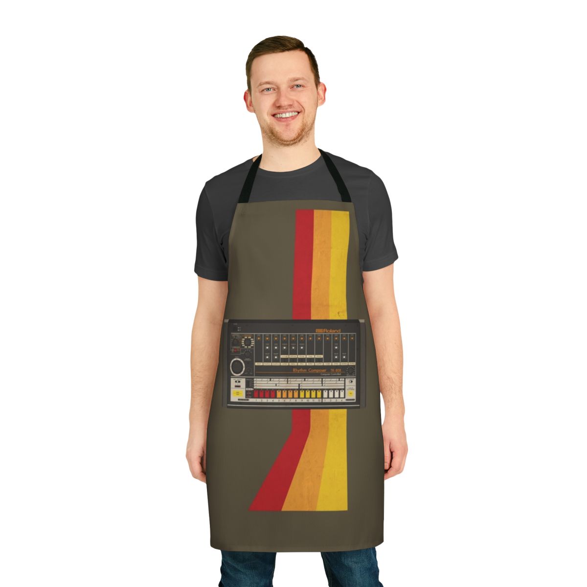 Retro-inspired TR-808 drum machine apron for music enthusiasts