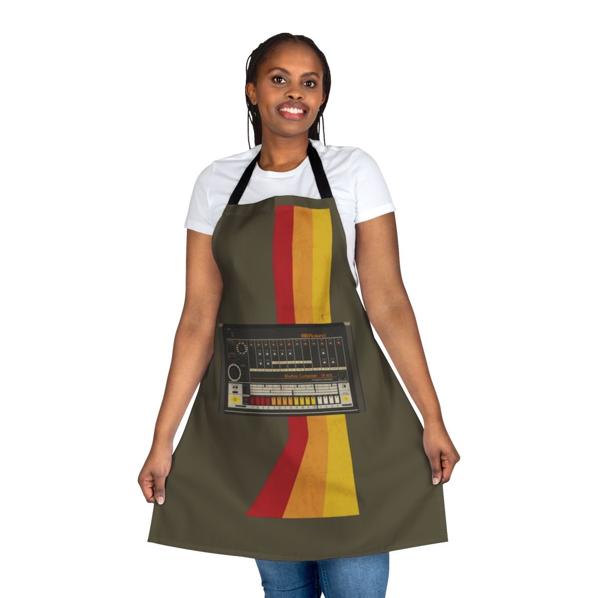 Retro-inspired TR-808 drum machine apron for music enthusiasts
