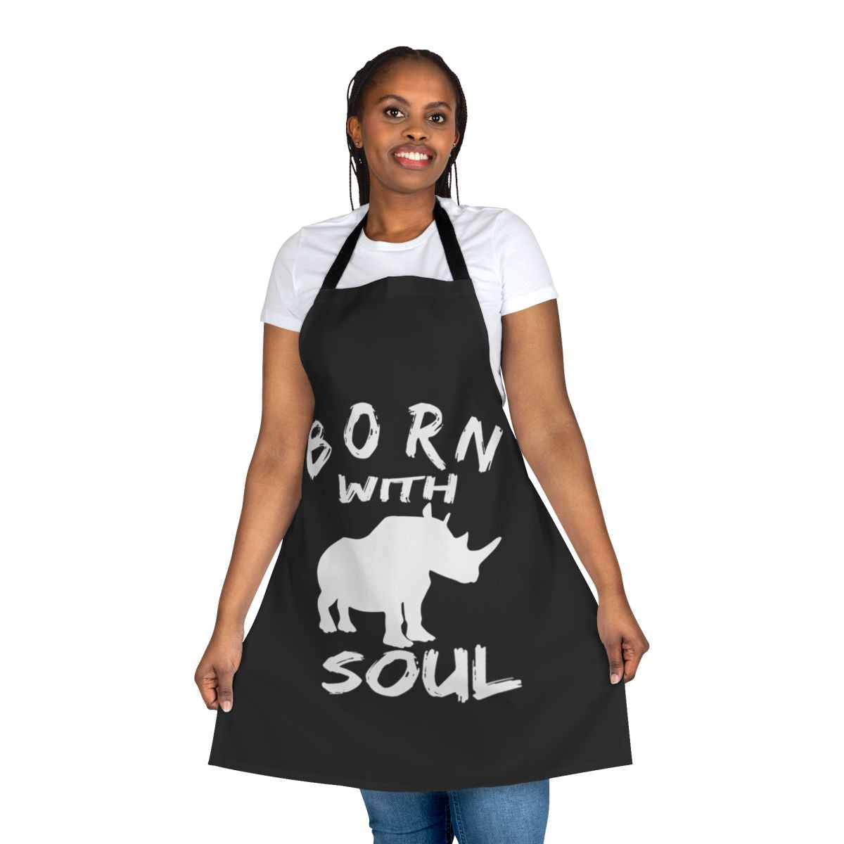 A high-quality apron featuring a rhino design, perfect for hobbies and cooking