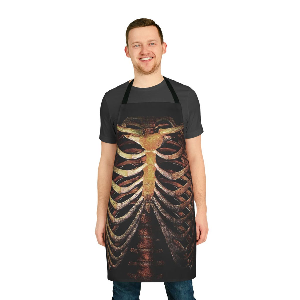 A rib cage-patterned apron, perfect for the curious and creative.