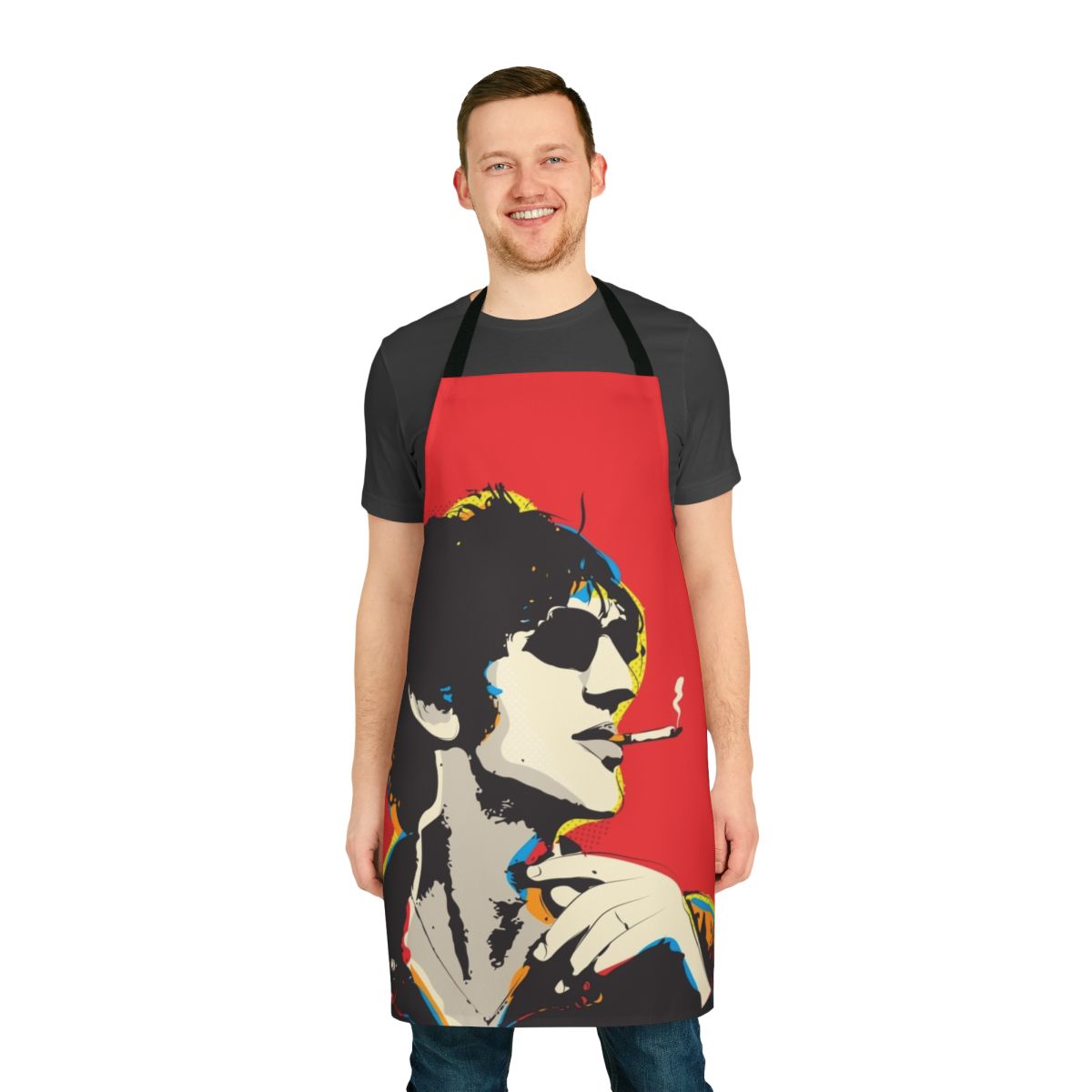 Richard Ashcroft inspired pop art design on a high-quality apron for music fans