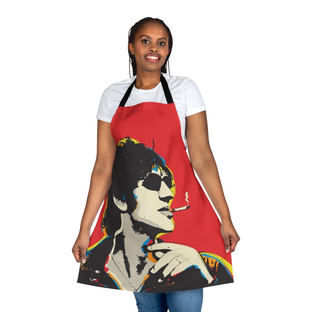 Richard Ashcroft inspired pop art design on a high-quality apron for music fans