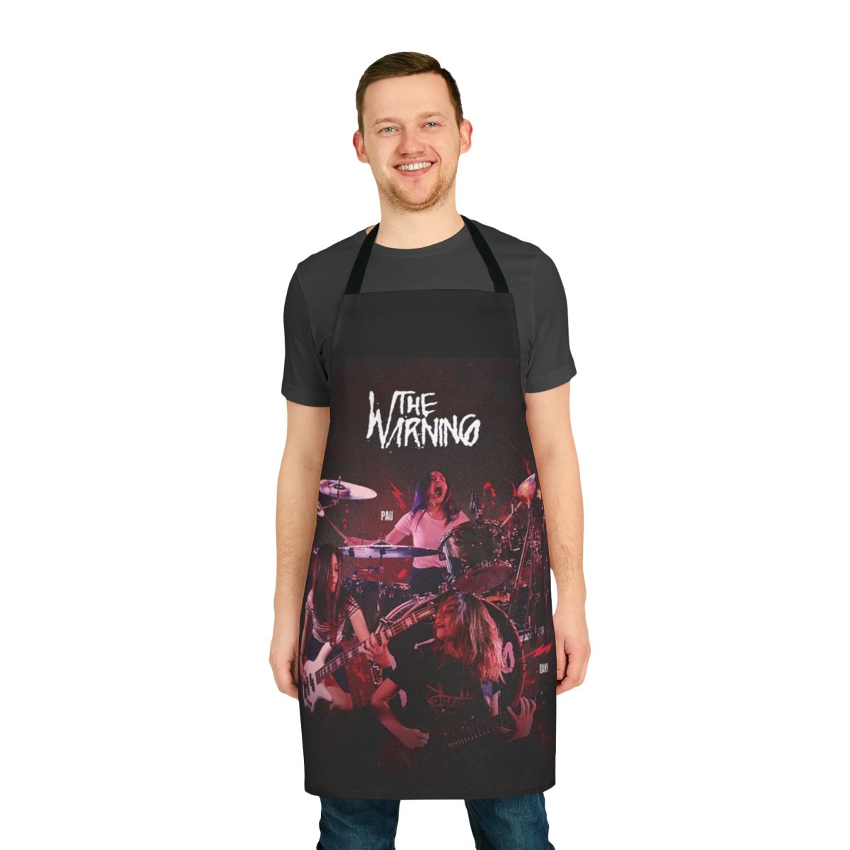Apron featuring a stylish design inspired by the rock band The Warning