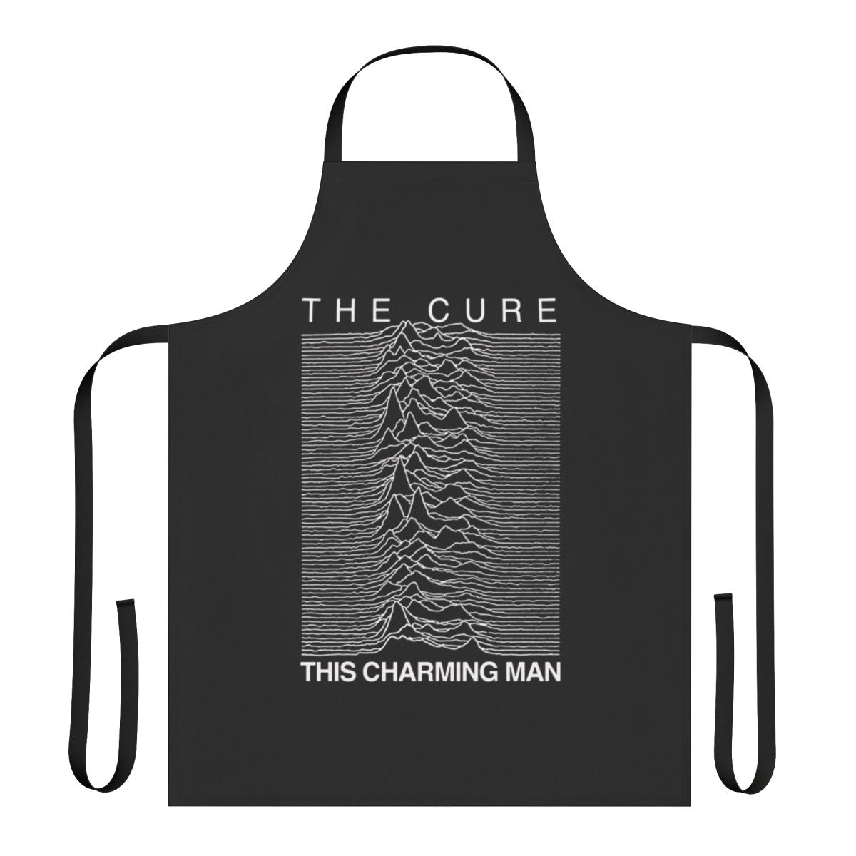 Apron featuring the iconic "Charming Man" design from the legendary new wave band, The Cure.