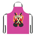 Rock-inspired crop top apron with a bold graphic design, perfect for cosplay or casual wear.
