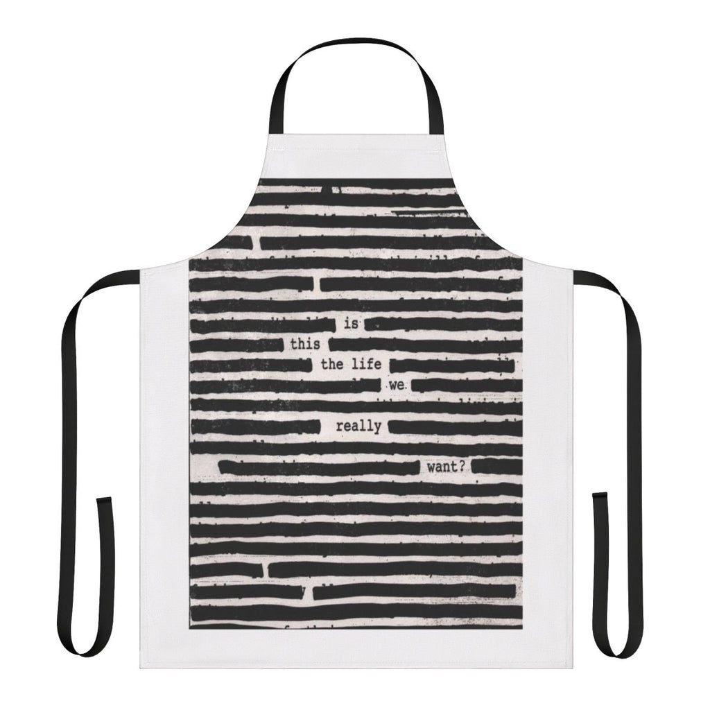 Stylish kitchen apron featuring the album art of Roger Waters' "Is This The Life We Really Want?"