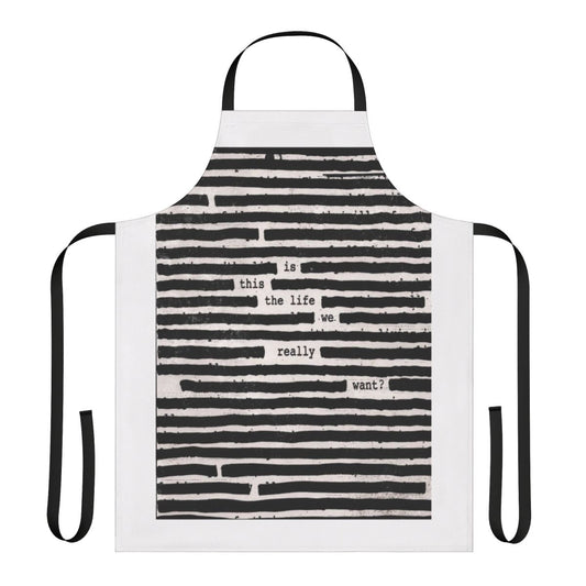 Stylish kitchen apron featuring the album art of Roger Waters' "Is This The Life We Really Want?"