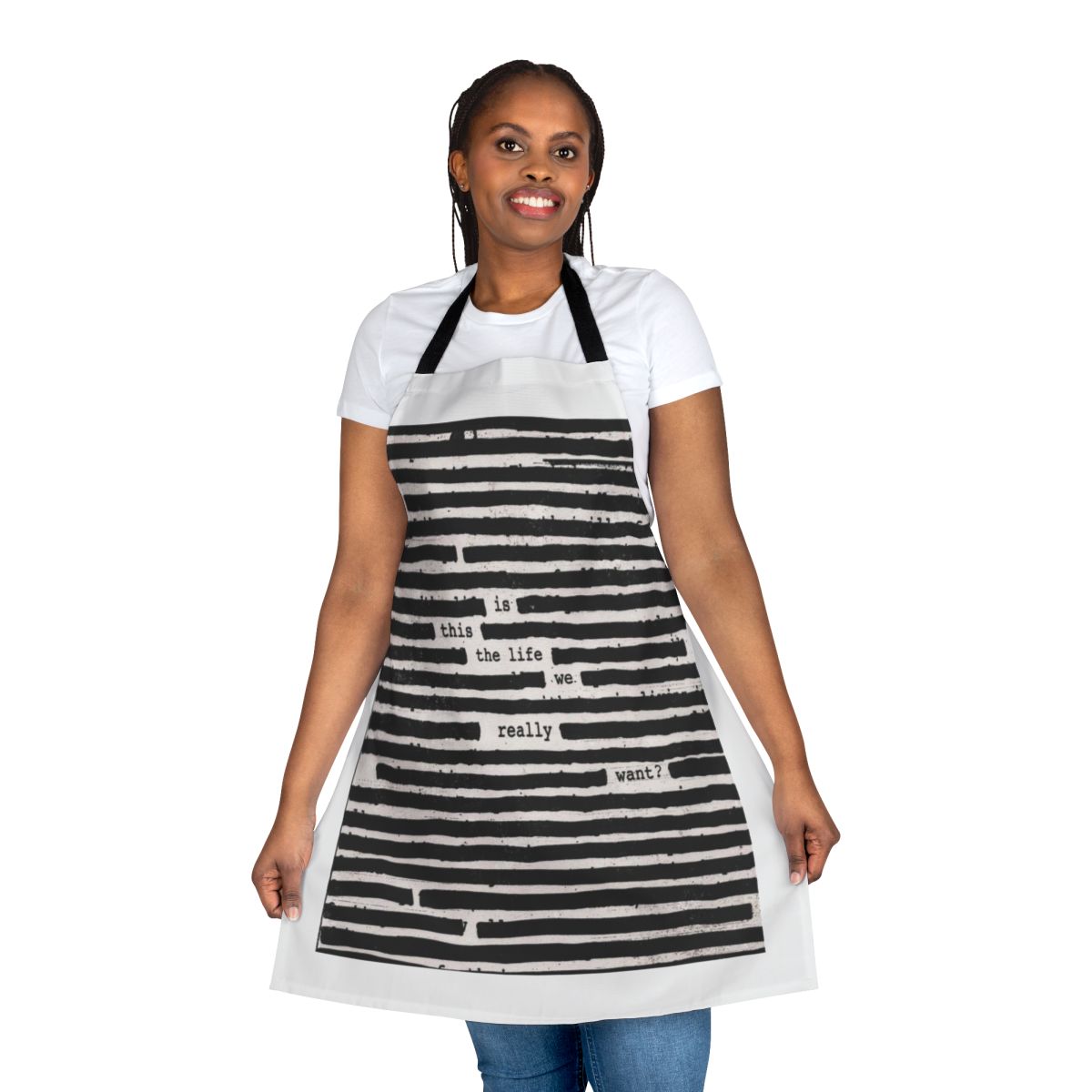 Stylish kitchen apron featuring the album art of Roger Waters' "Is This The Life We Really Want?"