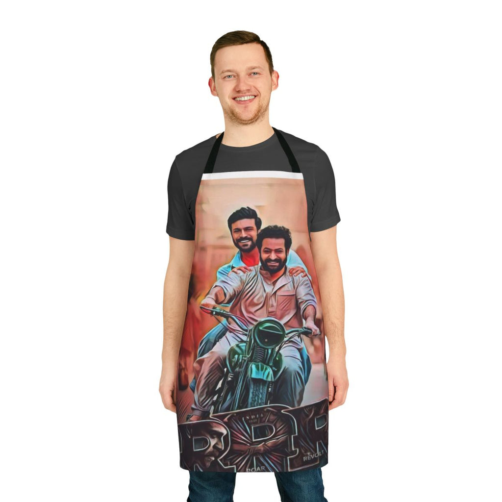 Stylish apron featuring a movie-inspired design, perfect for RRR fans in the kitchen.