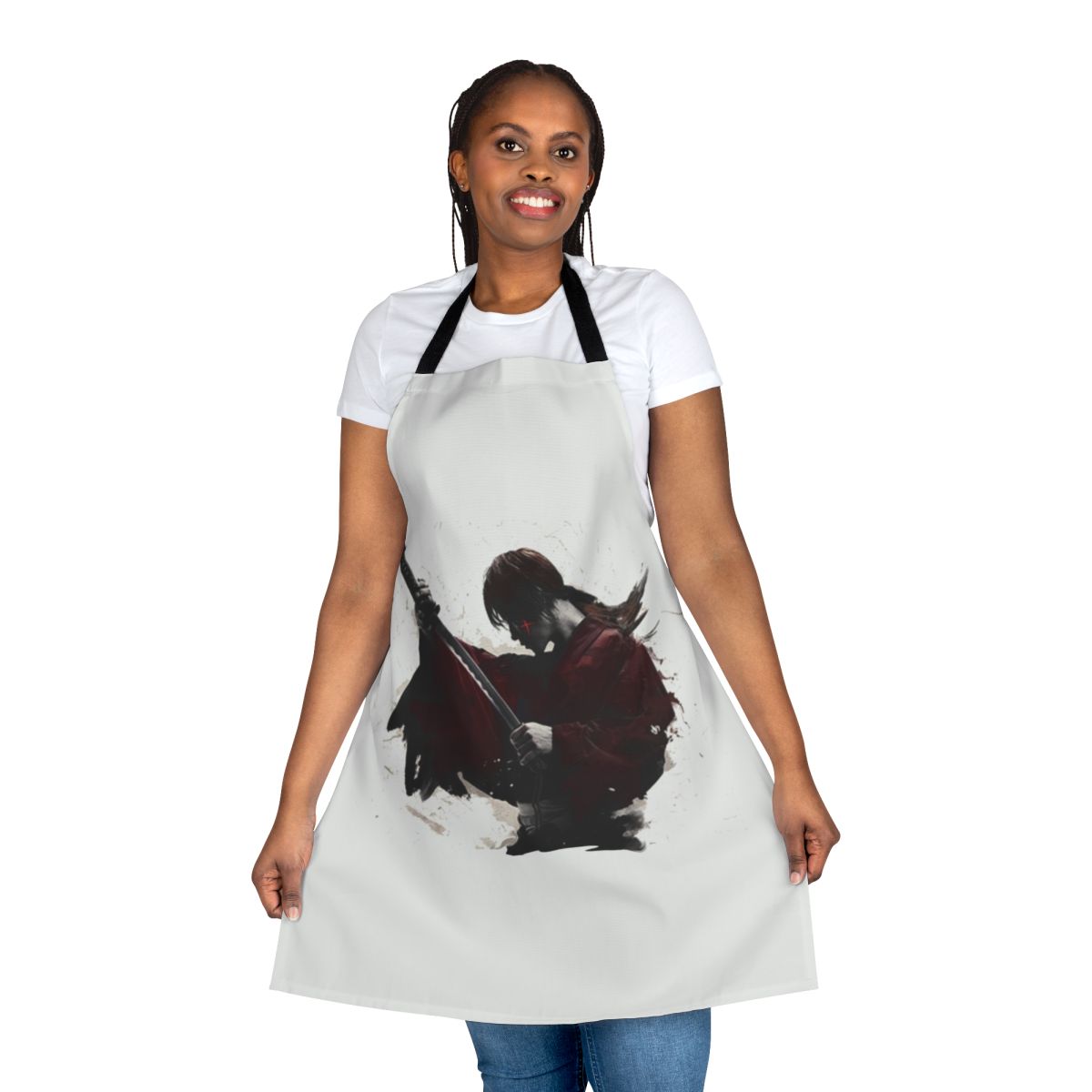 Rurouni Kenshin-inspired apron with iconic samurai imagery and design