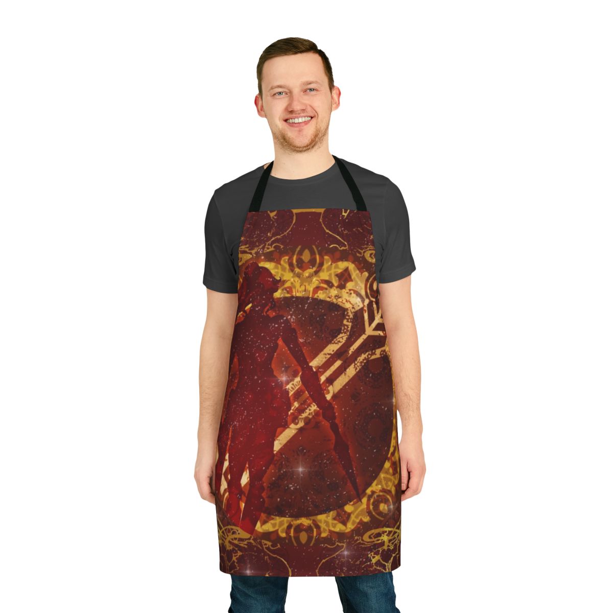 RWBY-themed apron featuring a deco circle design with Pyrrha Nikos