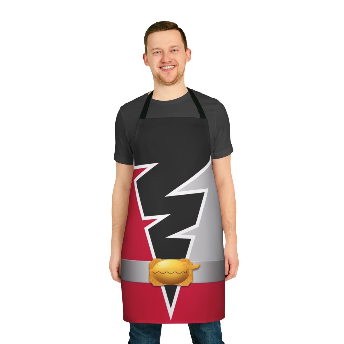Ryusoulger-themed apron with T-Rex and Tyramigo graphics