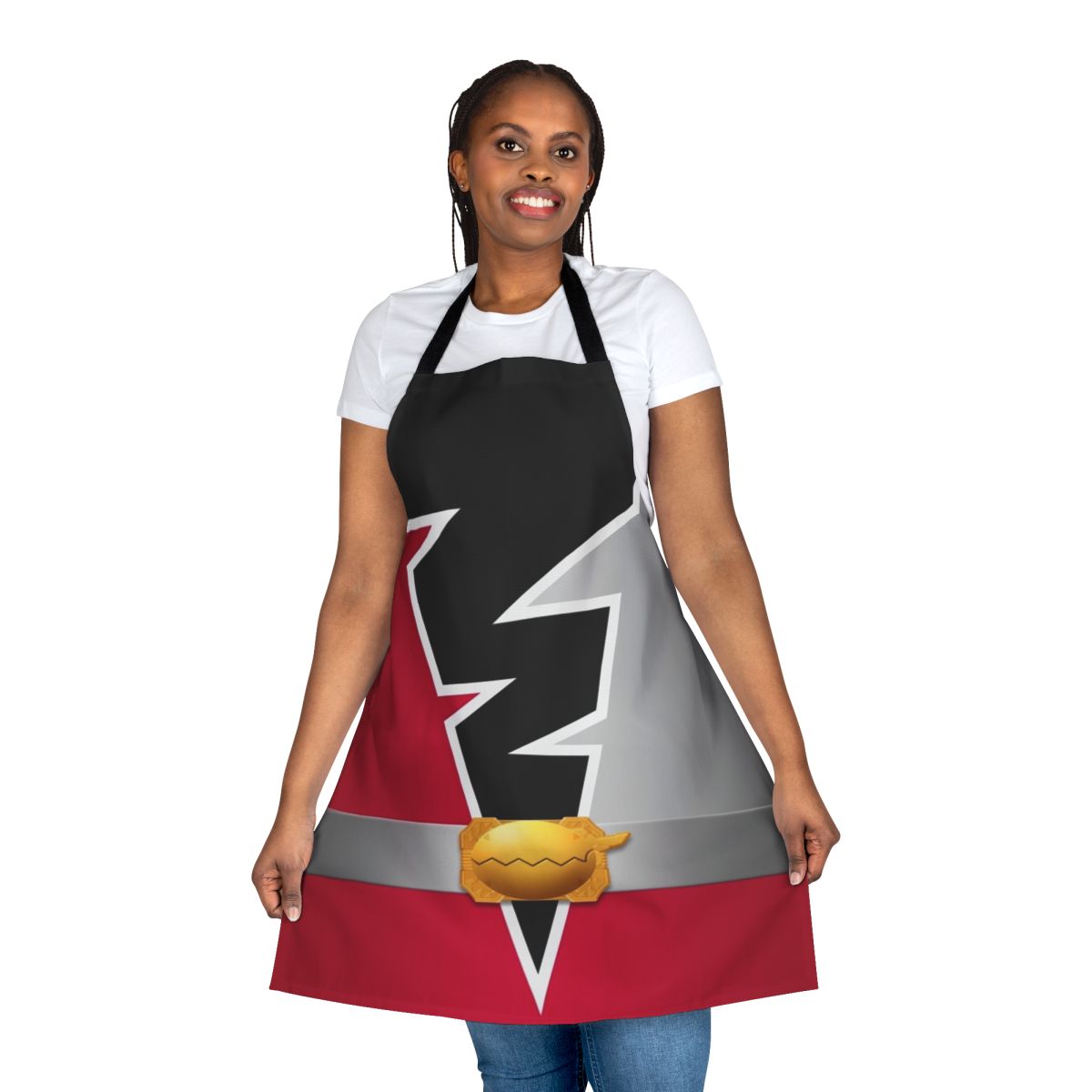 Ryusoulger-themed apron with T-Rex and Tyramigo graphics