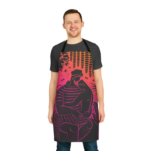 A stylish apron featuring a sailor daddy design, perfect for the queer home cook.