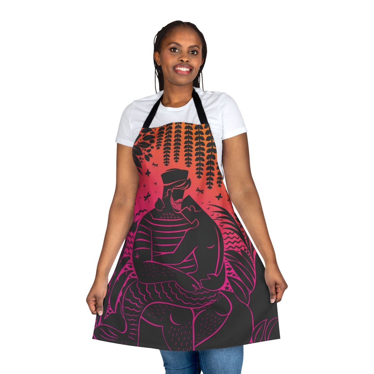 A stylish apron featuring a sailor daddy design, perfect for the queer home cook.