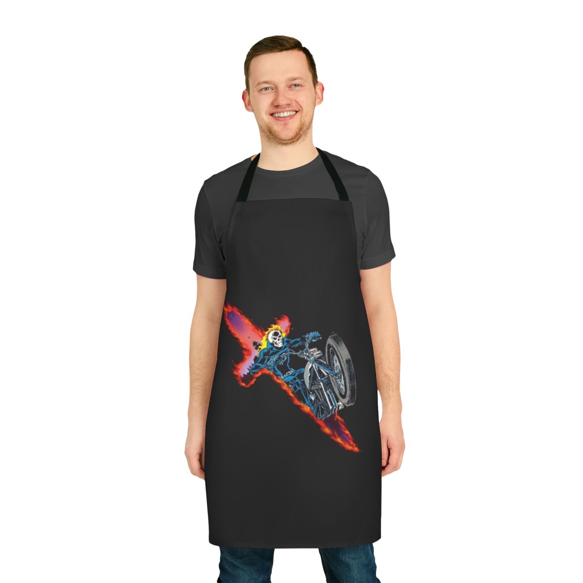 Stylish apron featuring the name and branding of singer-songwriter Saint JHN