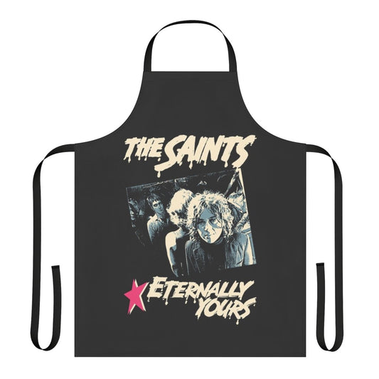 Saints-inspired apron with punk rock band logo and design