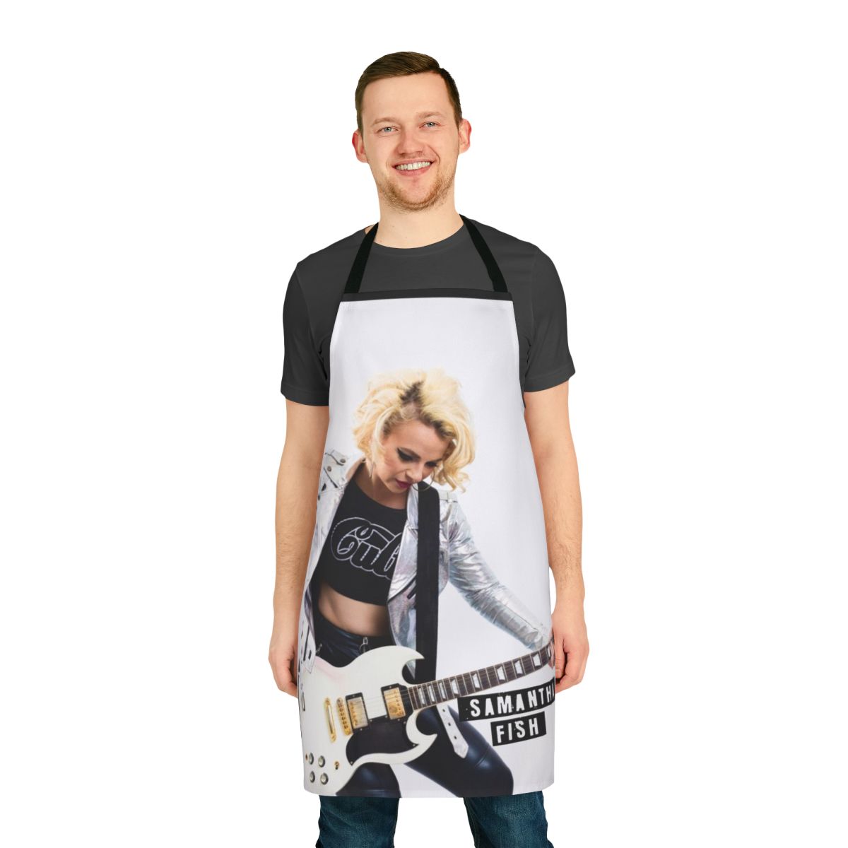 Samantha Fish-inspired apron with a vibrant fish design