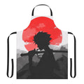 Samurai anime-themed apron with a sunset design