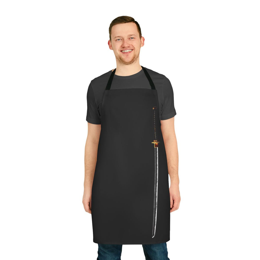 Samurai-inspired apron featuring a samurai sword or katana design