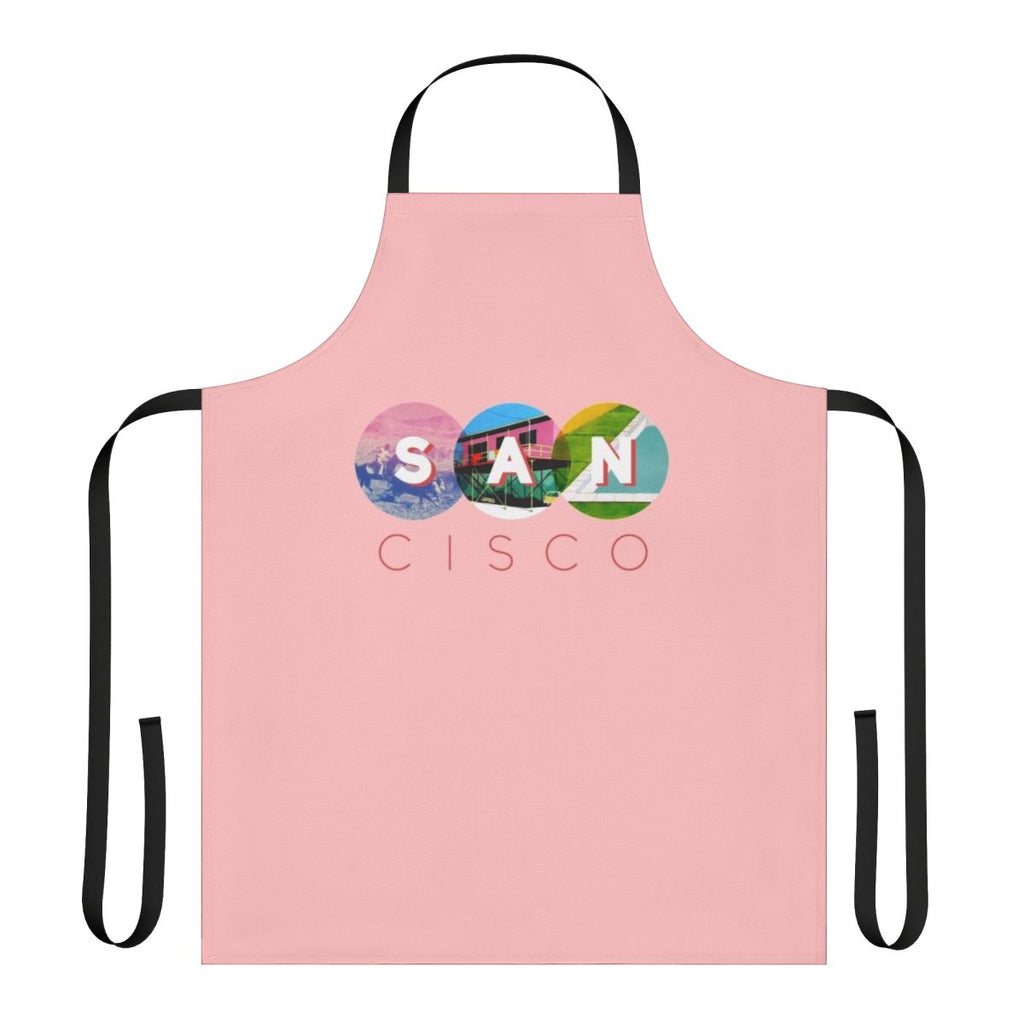 Vibrant kitchen apron featuring the indie music of San Cisco from Gracetown, Australia