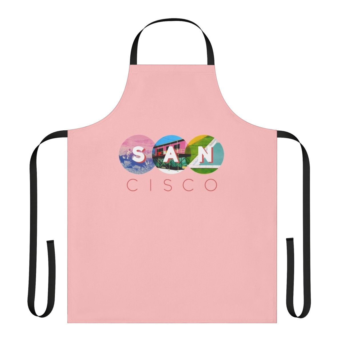 Vibrant kitchen apron featuring the indie music of San Cisco from Gracetown, Australia