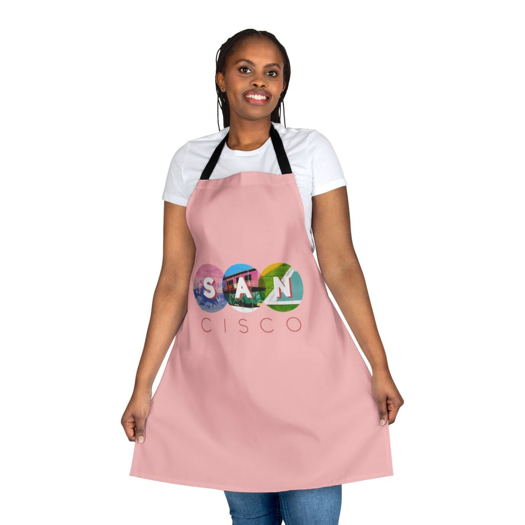 Vibrant kitchen apron featuring the indie music of San Cisco from Gracetown, Australia