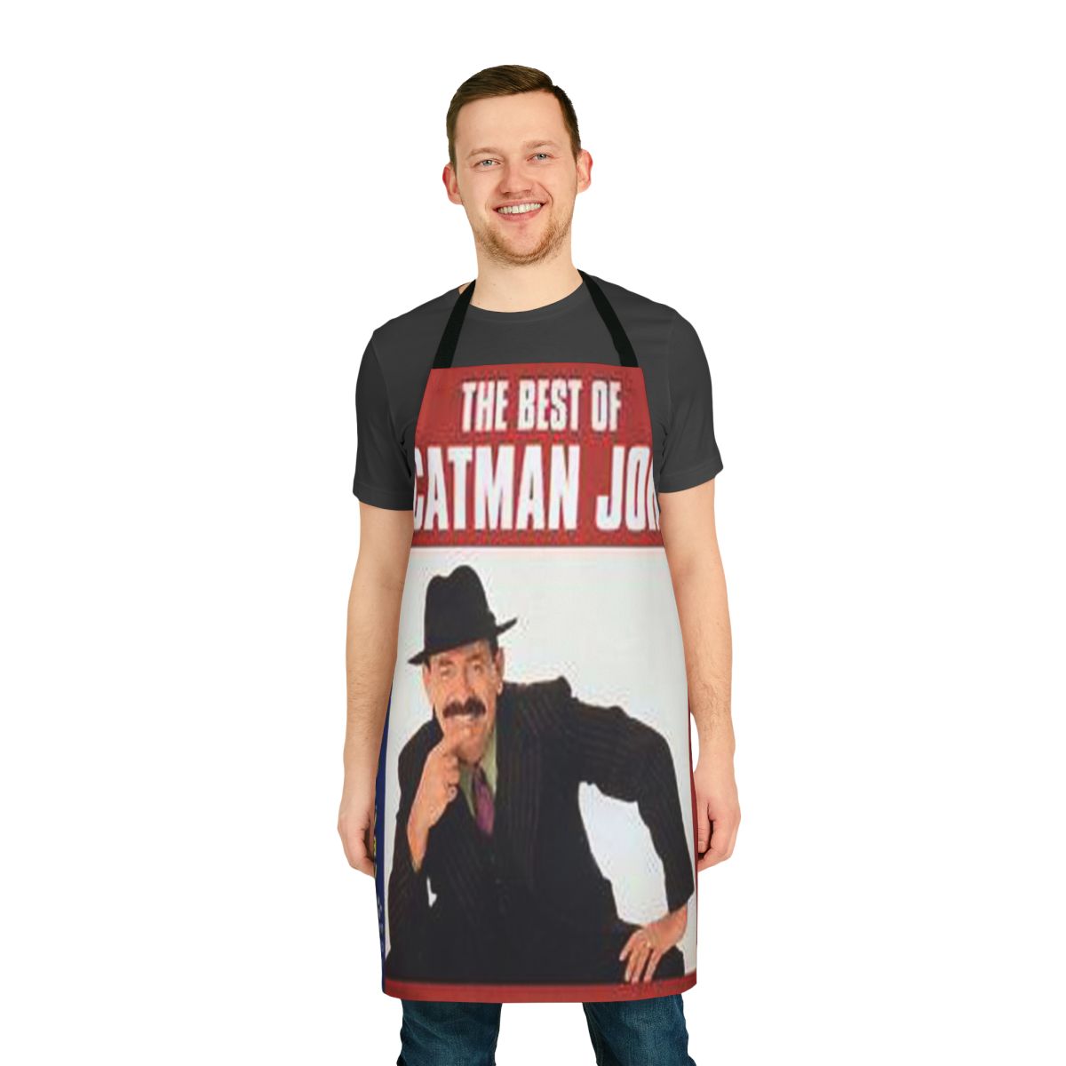 Scatman John themed apron with bold, colorful design