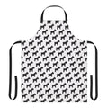Black and white houndstooth pattern with a standing schnauzer silhouette design on a kitchen apron.