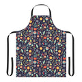A stylish science-themed apron featuring a damask pattern, perfect for women scientists, teachers, and students.
