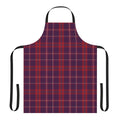 Tartan plaid apron in red, black, and white patterns