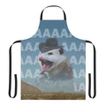 A vibrant apron featuring a screaming cowboy possum design