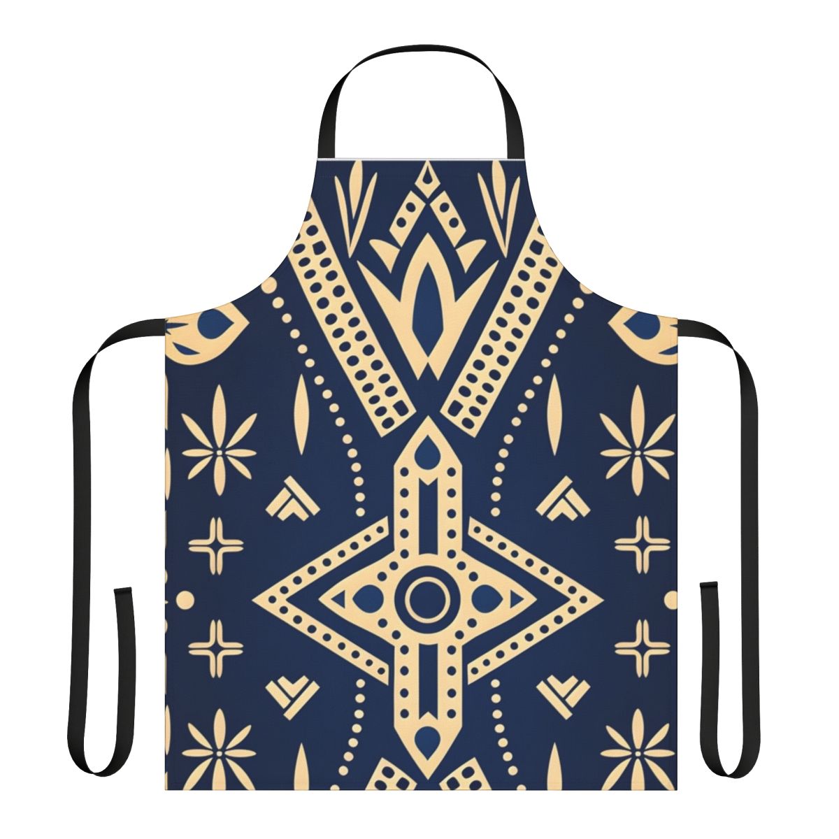 Seamless pattern apron featuring a vibrant traditional African mud cloth design.
