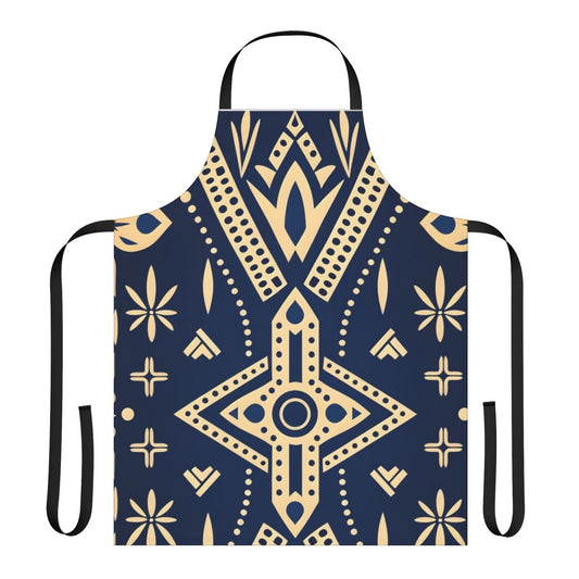 Seamless pattern apron featuring a vibrant traditional African mud cloth design.