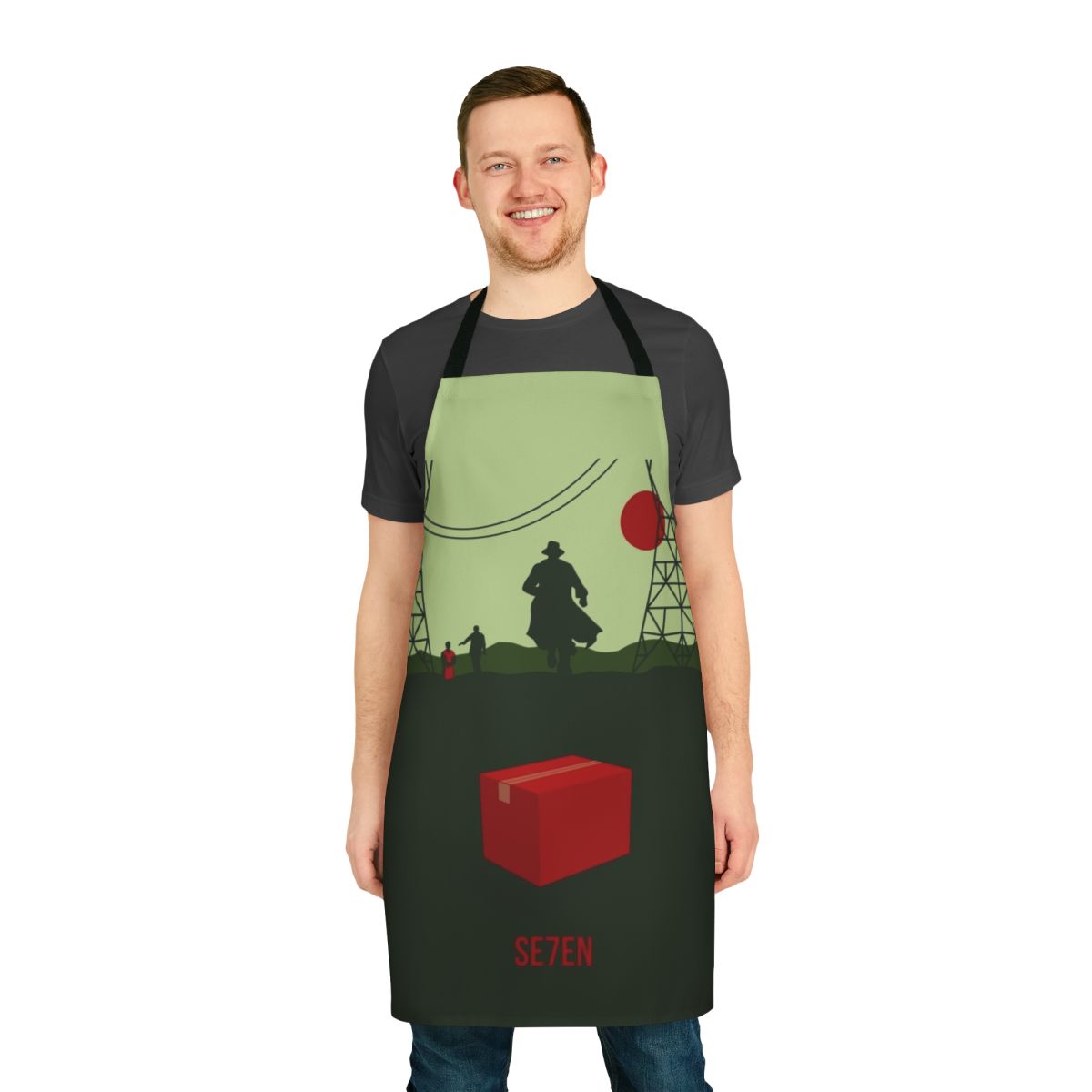Minimalist apron design featuring the number seven, inspired by the classic thriller movie "Seven"