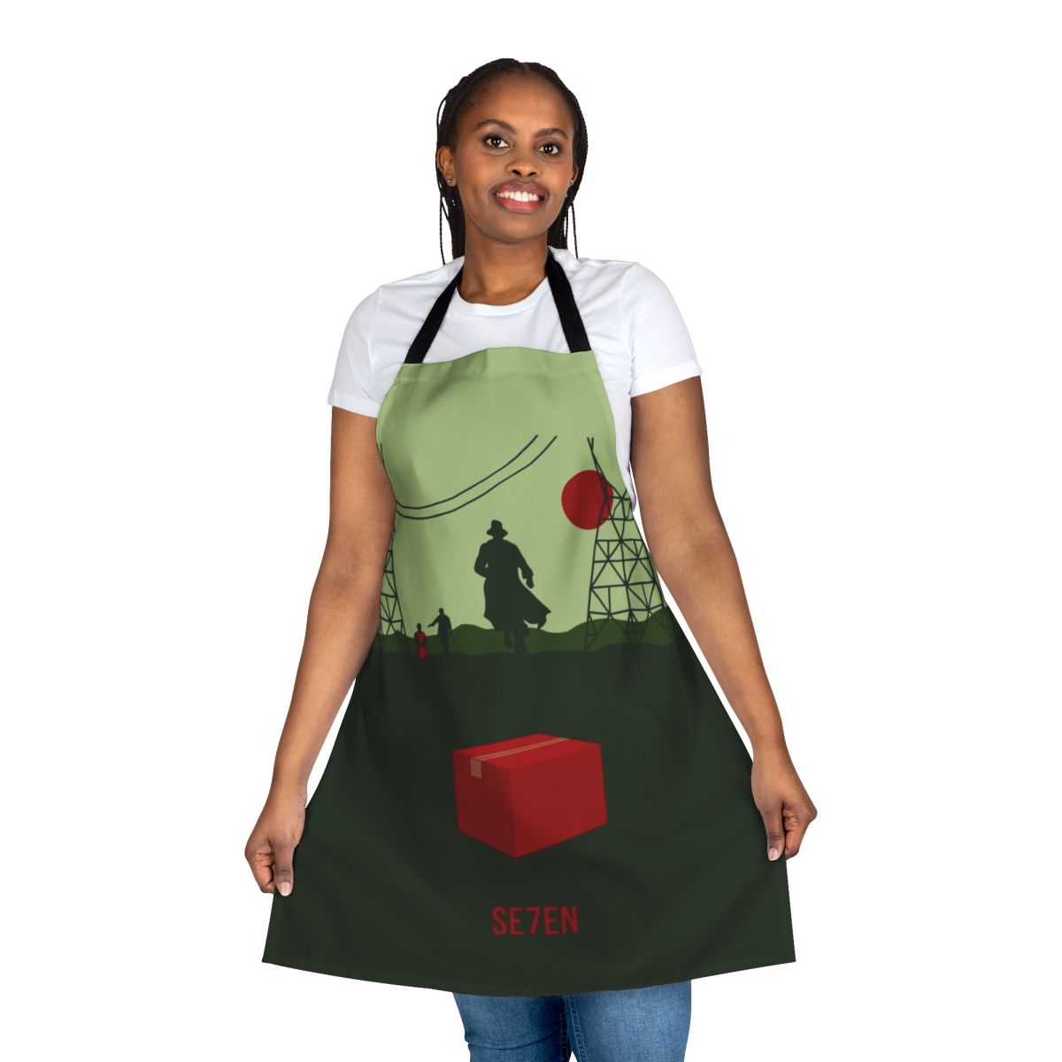 Minimalist apron design featuring the number seven, inspired by the classic thriller movie "Seven"