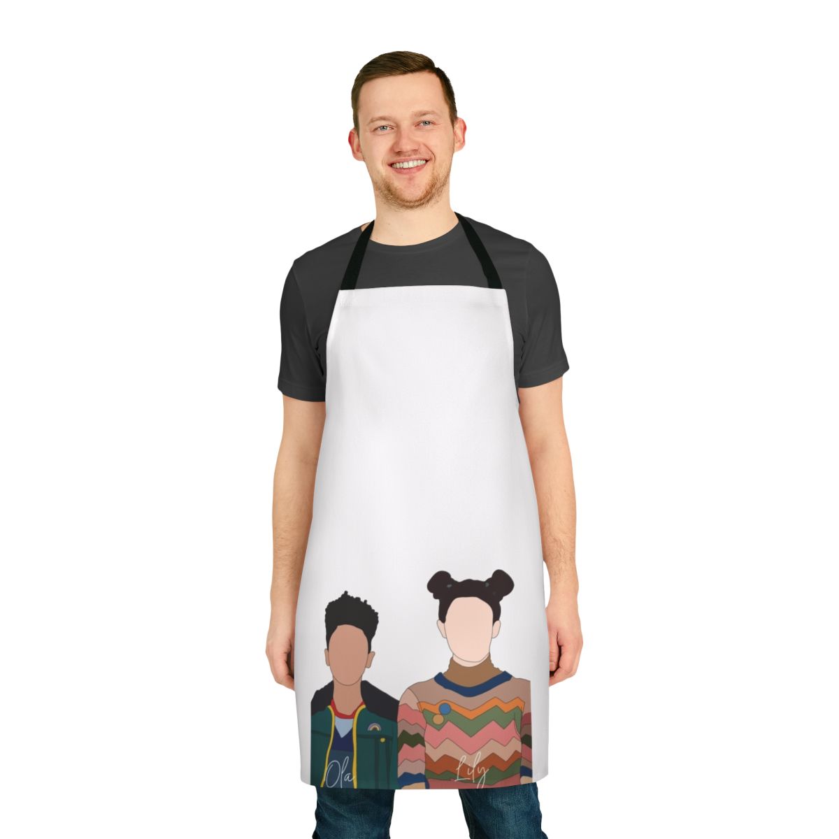Apron featuring characters Lily and Ola from the Netflix series Sex Education