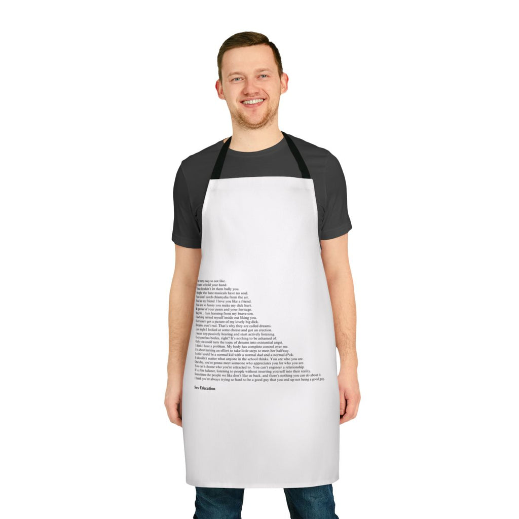 Apron featuring popular quotes from the Netflix series Sex Education