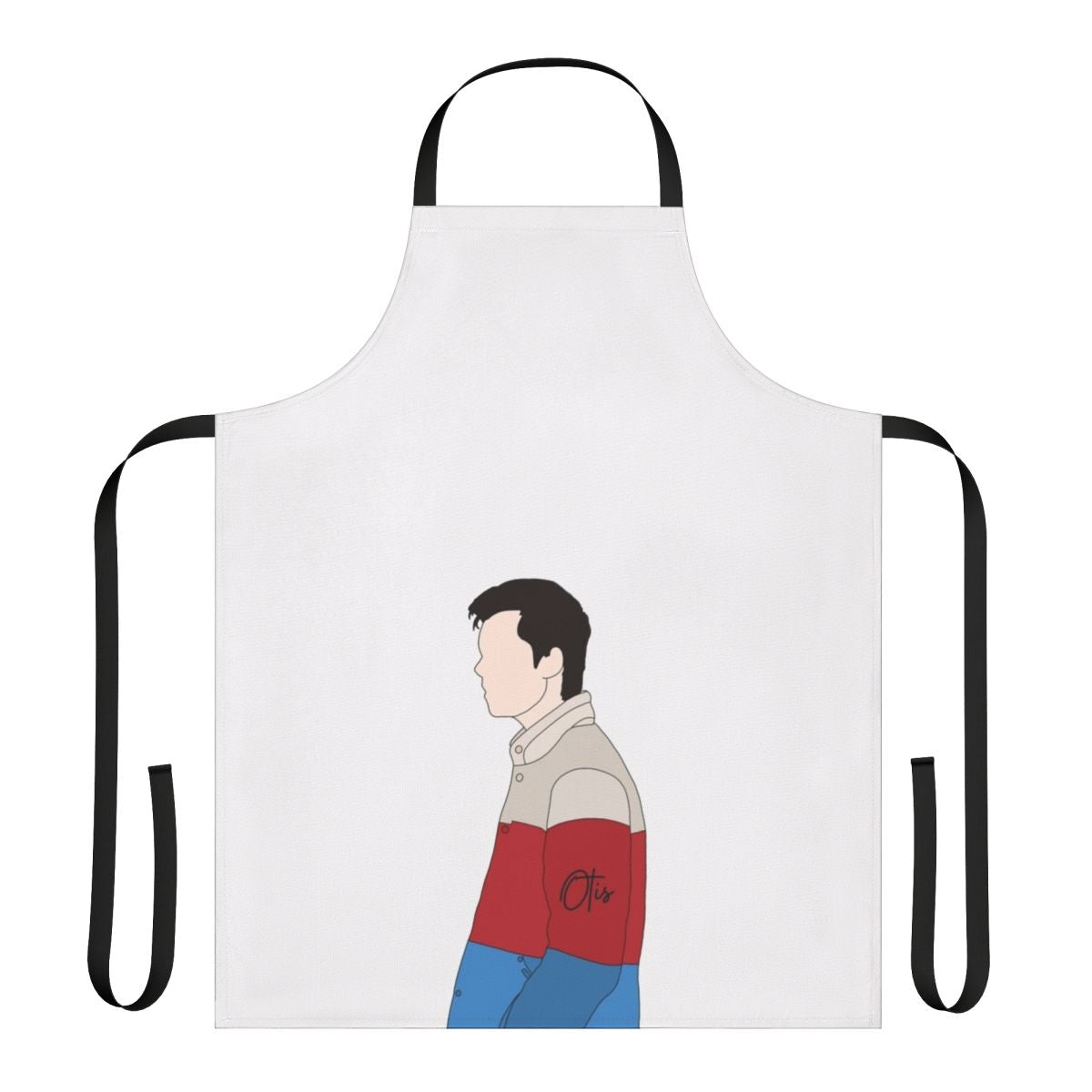 Sex Education-inspired apron featuring Otis and Maeve characters
