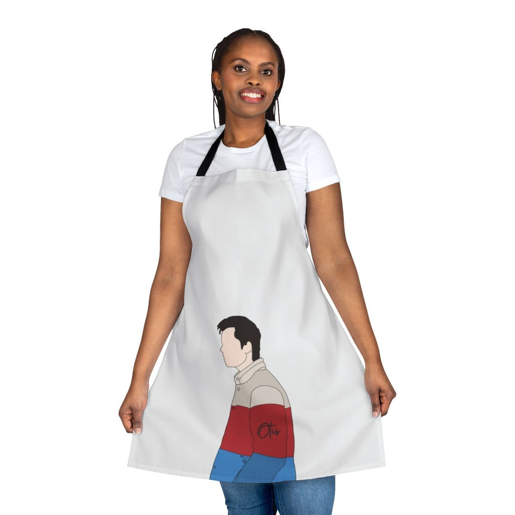 Sex Education-inspired apron featuring Otis and Maeve characters