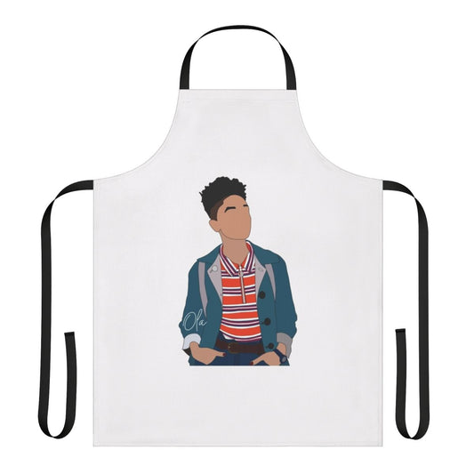 "Sex Education" themed apron with characters Maeve and Otis