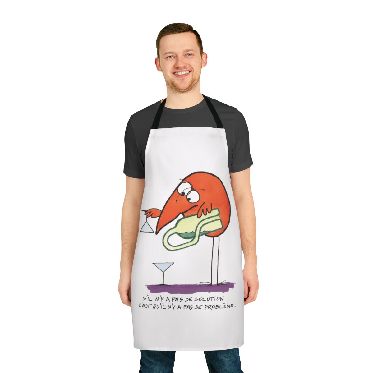 Shadok-themed apron for cooking and kitchen use