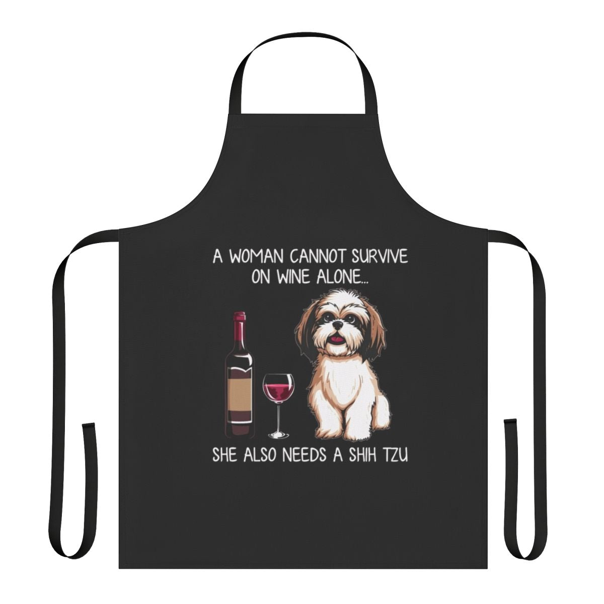 Shih Tzu and wine themed apron for dog owners and lovers