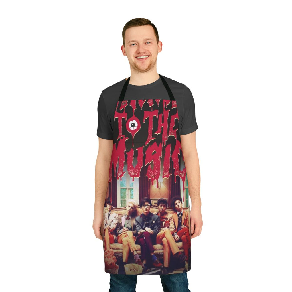 Durable and vibrant shinee fan apron with the band's "Married to the Music" logo