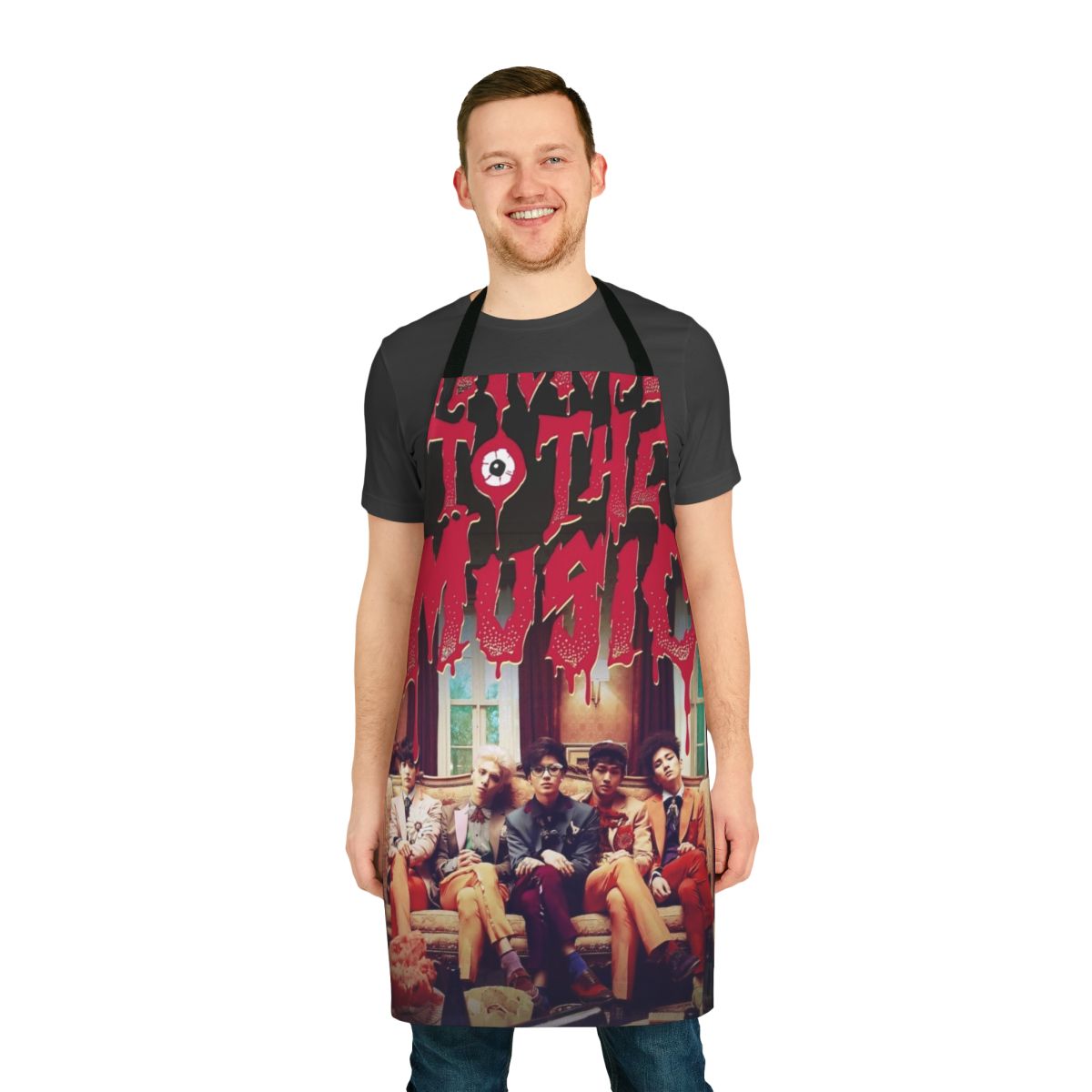 Durable and vibrant shinee fan apron with the band's "Married to the Music" logo