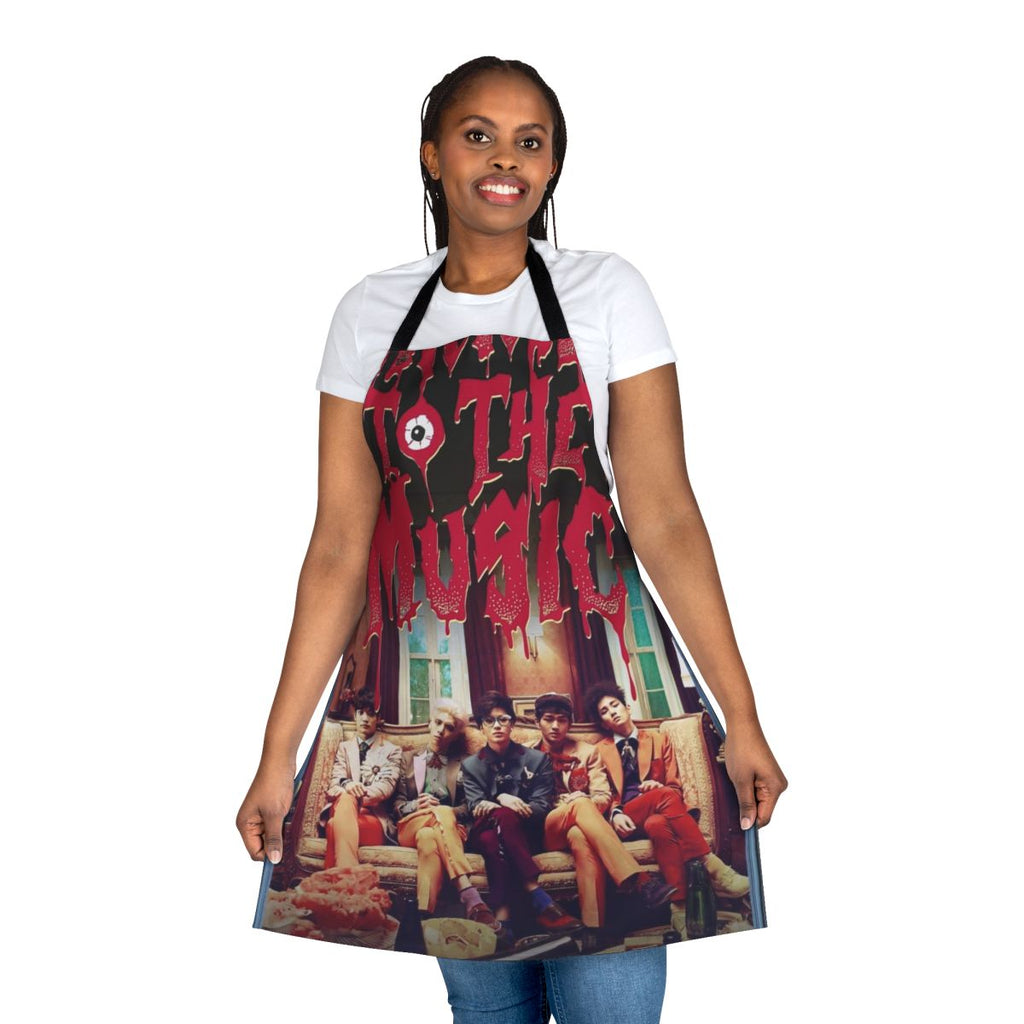 Durable and vibrant shinee fan apron with the band's "Married to the Music" logo