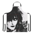 Siouxsie Sioux-inspired black and white apron with gothic and punk rock design