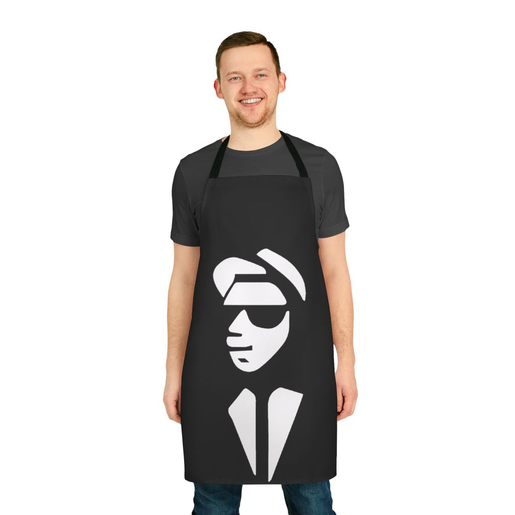Vibrant two-tone apron with ska-inspired design