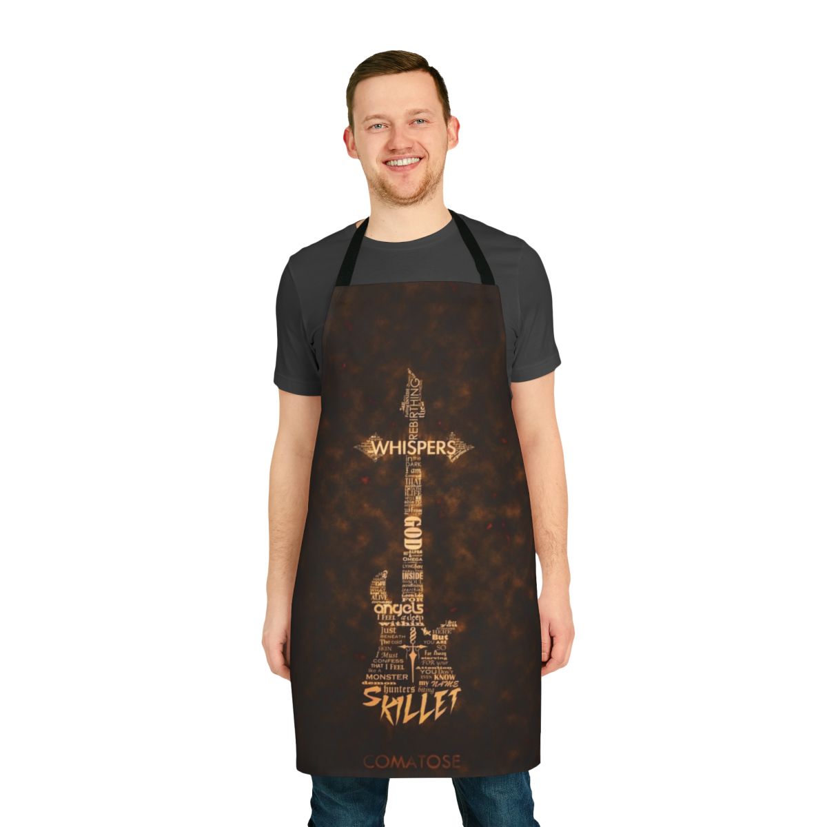 Skillet-inspired apron featuring the band's distinctive typography and artwork