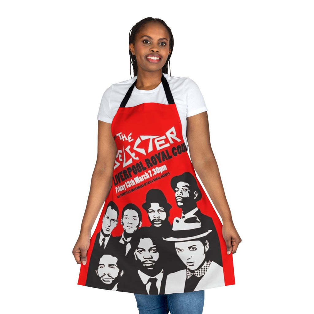 A stylish apron featuring a skinhead fashion and ska music inspired design.